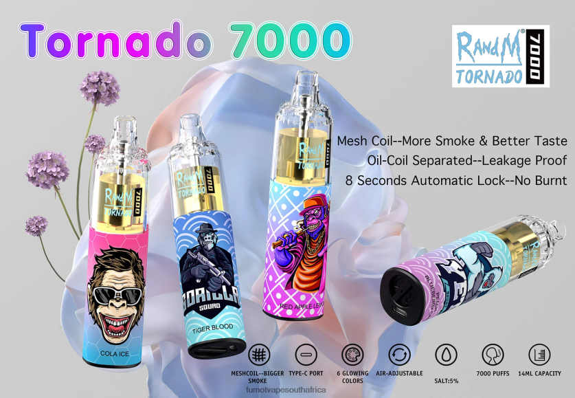 Fumot Tornado 7000 Disposable Vape Pen - 14ML (1 Piece) Cherry Cola V0F4BZ71 Fumot South Africa