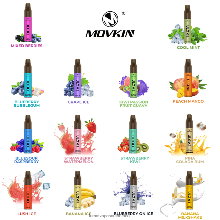 Fumot Movkin Ulax 6800 Disposable Vape, Ceramic Coil - 8ML (1 Piece) Mixed Berries V0F4BZ325 Fumot Flavors